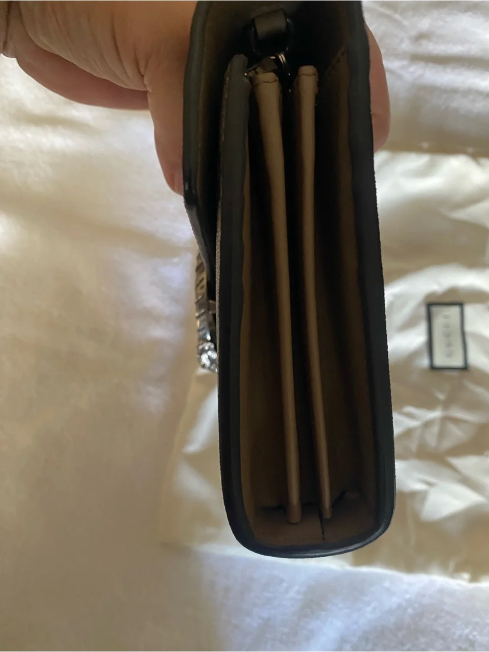 Gucci Beige Brown GG Supreme Canvas Wallet with Silver-Tone Tiger Head - Picture 8 of 11